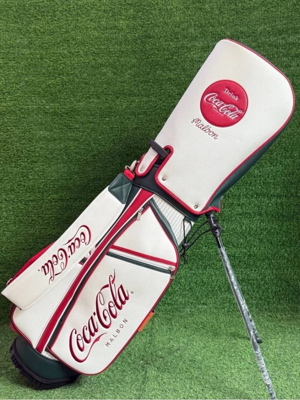 Malbon Coca-Cola White & Red Golf Stand Bag - Picture 2 of 7
